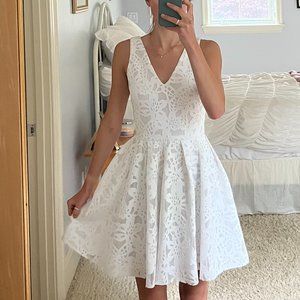 AQUA floral lace dress in white